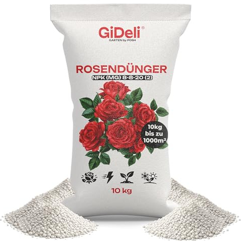 GiDeli Rosendünger 10 kg - Granulat für Große Rosenbeete und Hecken
