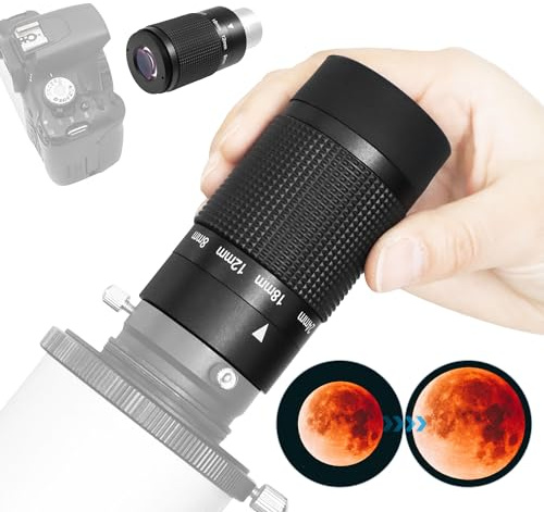 Astromania Oculare zoom per telescopio, 8-24 mm, design a potenza variabile con filettatura a T per astrofotografia, compatibile con telescopio che accetta oculare da 3,2 cm