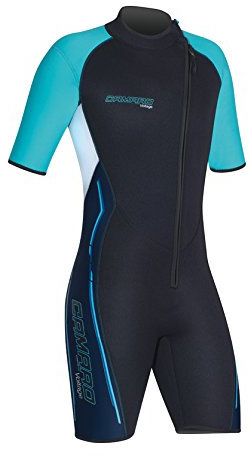Camaro Herren Voltage Shorty Neoprenanzüge, Schwarz/Türkis, XS