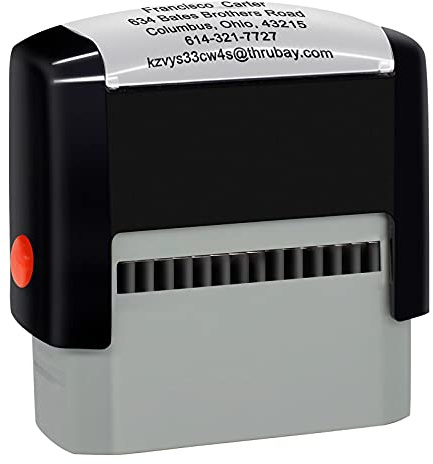Personalised Stamp (70 x 25mm -5 Lines)- Custom Self Inking Rubber Stamps- Return Custom Address Stamp (Black)