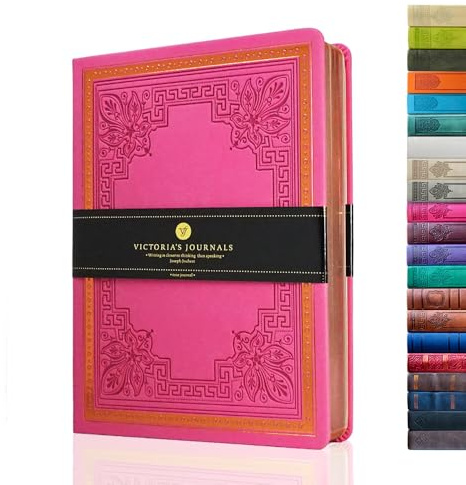 VICTORIA'S JOURNALS Leatherette Vintage Journal Hard Cover Lined Notebook Old Looking Travel Diary, 5.7'' x 8.1''