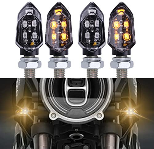 KEEPDSGN 4pcs Indicatori di direzione Frecce Moto LED Indicatori 12V E-mark LED lampeggiante Lampada ambra Mini freccia luce Luci posteriori anteriori per Moto Scooter Quad Cruiser Off Road.