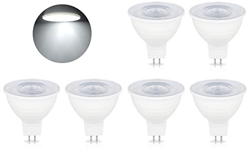 Lampadine LED MR16 GU5.3, 5W 500LM Dimmerabile Lampadina spot MR16 AC 220-240V, Equivalente per lampada alogena 50W, angolo del fascio 120° (Color : Cool White 6000K, Size : 6 PCS)