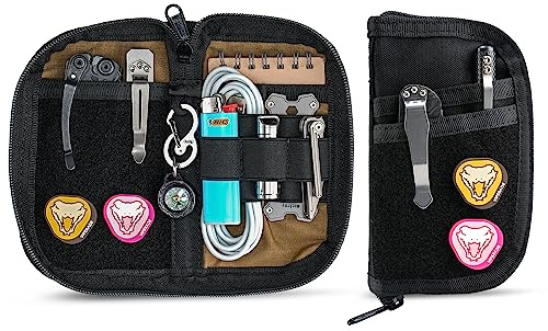 VIPERADE VE22 Small EDC Pouch, Nylon Pocket Organiser Pouch for Men, Small Tool Organizer with 4 Pockets and 5 Elastic Compartment, EDC Multitools Organiser