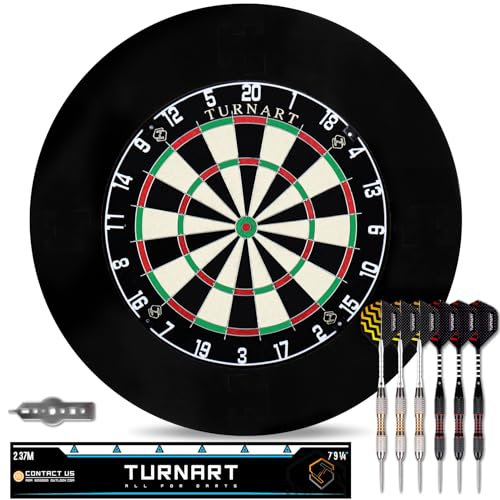 Dartscheibe Kork Dartscheibe mit Pfeilen Offizielles Steeldartscheibe Dartscheibe Steeldart Dartscheibe Set 6 Dartpfeile Metallspitze,6 Flights (Dartscheibe mit Rückwand)