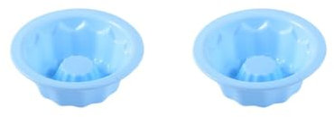 Geriffelte runde Silikon-Backform, Savarinform, hitzebeständig, Kürbisform, wiederverwendbar, Cupcake-Einlagen, Zuhause, Party, Hochzeit, Hellblau, 2 Stück