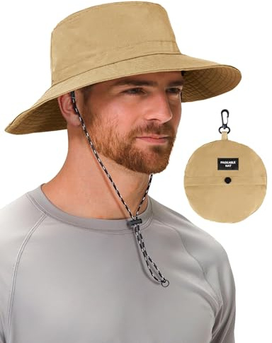 MELLIEX Chapeau Homme Femme Protection UV Chapeau de Soleil Imperméable Respirant Chapeau de Brousset à Large Bord Chapeau de Pêche Boonie Hat, Kaki
