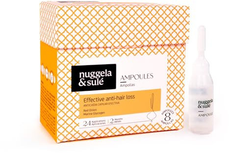 Nuggela & Sulé Ampollas Anti-Caída Efectiva. Con Extracto de Cebolla Roja. Fortalece y Frena la caída del cabello. Efecto Rápido. Tratamiento. 8 x 10 ml