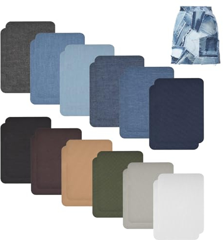 Parches para Planchar Jeans, Parches Jeans, 24 Parches para Planchar en 12 Colores, Patches para Proteger tu Ropa y Reparación de Pantalones, Chaquetas, Mochilas, Camisas