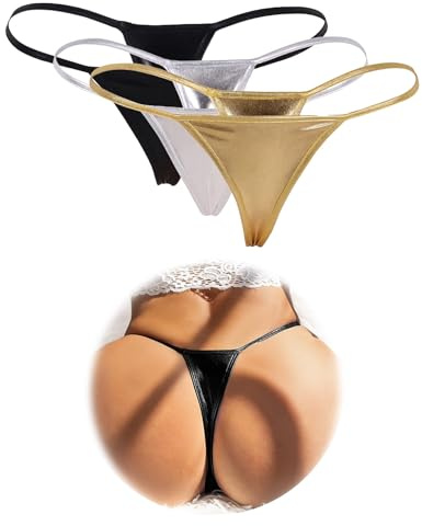 ohyeahlady Mini String Ficelle Bikini Femme Sexy Erotique Simili Cuir | Grande Taille,Maillot De Bain,Micro String Chic, String De Bain,Culotte Ouverte,Thong,slip tanga,T Back,Plage,Vacances,Fete