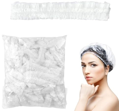 100 Pcs Shower Caps Disposable, Shower Cap, Shower Hat, Plastic Shower Caps for Women Men Bath Caps Hair Cap Waterproof for Salon,Travel,Home Use,Hotel,Shower