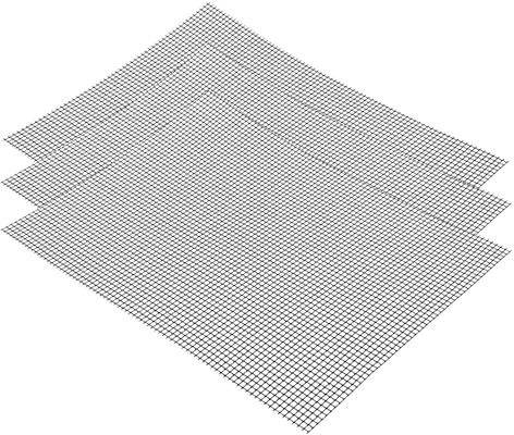 BBQ Grill Mesh Tappetino Antiaderente, 3 Pezzi Tappetino per Griglia in Rete di Teflon, 42x36cm Riutilizzabili Griglia Rete Barbecue Tappetini, per Griglia a Gas, Friggitrice ad Aria, Forno