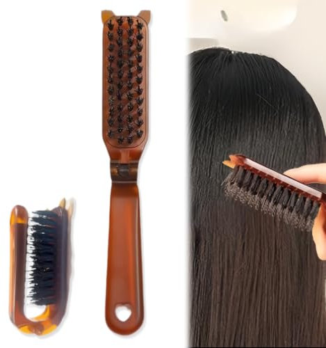 ZKGYUS Brosse en Poil de Sanglier, Pliable Brosse Poils Sanglier, Brosse Cheveux Poils de Sanglier, Brosse de Salon de Poils de Sanglier pour Femmes Hommes, Portable pour les Voyages