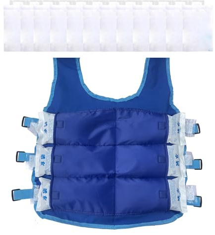 Gilet refrigerante per uomini e donne, regolabile, per il caldo, 12 impacchi di ghiaccio, giacca rinfrescante per lavoro all'aperto, moto, pesca, corsa, giardinaggio, 12 sacchetti, M