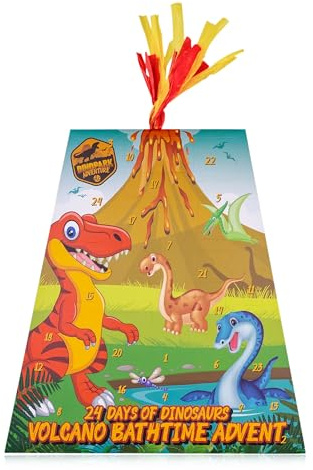 Accentra – Calendario dell’Avvento Cura DINO 2025 per bambini con 24 prodotti per la cura a tema dinosauri, “Vulcano” con gel doccia, bombe da bagno, bolle di sapone, fischietto e molto altro.