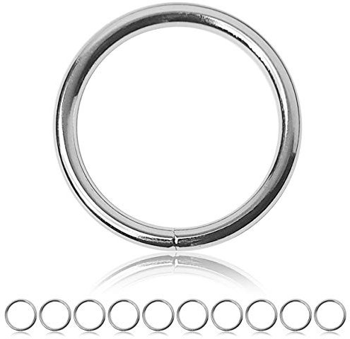 Ganzoo O-Ring Metall für Hunde-Leine, 38mm Innen-Durchmesser, 10 Stück, Stahlring, legierter Stahl, nicht rostend, Rund-Ringe für Paracord 550 Halsband, Handtasche, Metallring, Basteln, Farbe Silber
