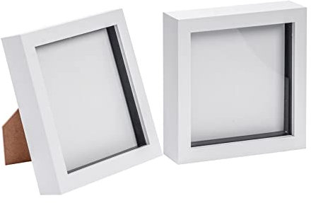 Nicola Spring 3D Shadow Box Photo Frames - 6 x 6 (15 x 15cm) - Pack of 2 - White 3D Photo Frame Picture Frame Memorabilia Display Case for Crafts, Keepsakes, Wedding, Graduation