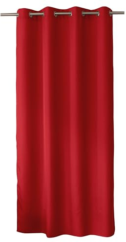 ED Enjoy Home - Cortina Decorativa con Ojales Plateados, 140 x 240 cm, Rojo, 100% poliéster, satén, colección básica