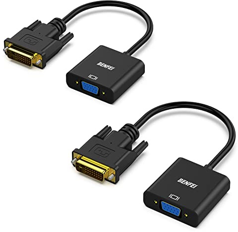 Active DVI-D to VGA Adapter, BENFEI 2 Packs DVI-D 24+1 to VGA Male to Female Adapter