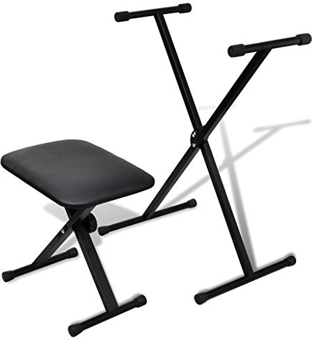 yorten X-Frame keyboardstativ och pall set Keyboardstativ pianobank instrumentställ stål justerbar höjd 40–48 cm svart