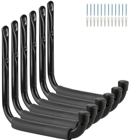 PiPaFox Garage Storage Ladders Hooks, 24CM/9.5Inches Heavy Duty Jumbo Arm Utility Rack for Garden Tools, Surf Boards, Folding Chairs