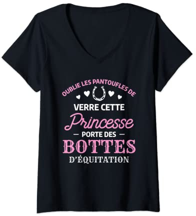 Femme Citation Drôle D'équitation Pour Une Fille Femme Cavalier T-Shirt avec Col en V
