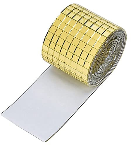 LUOSHUAI Tesselles mosaique Carreaux de mosaïque de Miroir de Verre carré Auto-adhésif Auto-adhésif pour DIY Mur de Miroir de Salle de Bain Mosaique Verre (Color : Gold)