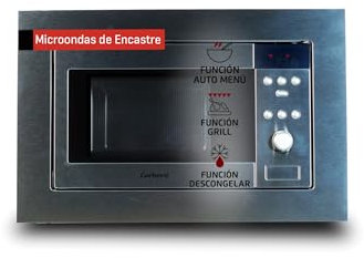 Corberó - Microondas de Encastre | CMICIM122 | 20L | 800W | Easy-Tronic | Auto Menú | Descongelar | Grill | Cocina Exprés | 9 Niveles Potencia | Plato Giratorio 245mm | Con Marco | Inox