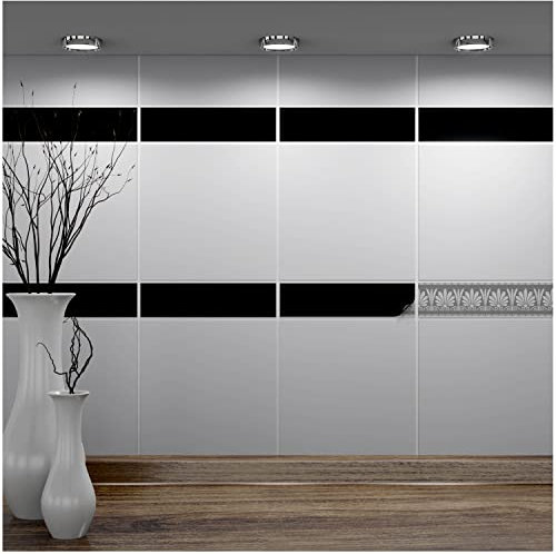 FoLIESEN - Fliesenaufkleber 5x20 cm | selbstklebende Fliesen-Folie für Bad & Küche | entfernbare Klebe-Folie für Wandfliesen Küchenrückwand & Bordüren | 20 Klebefliesen, .:Schwarz glänzend