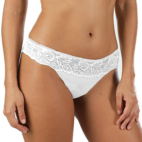 Cotonella 6 Pezzi Slip Donna Mini Realizzato in Cotone con Inserti di Pizzo Bianco 2/S