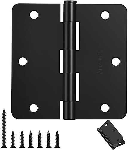 AmzGod Door Hinges Matte Black - 30 Pack Black Door Hinges 3.5 Inch Rounded Interior Door Hinge with 1/4 Radius Corners - Black Hinges for Doors 3 1/2 Inches Flat Iron Residential Door Hardware