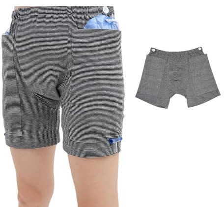 Incontinence Care Trousers, Catheter Underwear for Elderly with Double Pockets, Urinate Drainage Bag Pants for Catheter Nephrostomy Bag for Incontinence and Ostomy Patients (Men, 3XL)