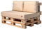 GoldenGroup Gartenset Kissen für Palettenmöbel Creme - Strapazierfähiges Gewebe - Palettenkissen Set Gefüllt mit Schaumgranulat und Schaumstoff - 120x80x15 Sitzkissen - 120x40x15 Rückenkissen