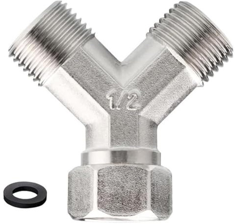 BBTISG Y Shape Hose Splitter, 1/2 inch Pipe Connector Three Way Hose Tap Connector Y Splitter Manifold Garden Hose Faucet Adapter for Outdoor, Garden, Courtyard, Lawn, Kitchen