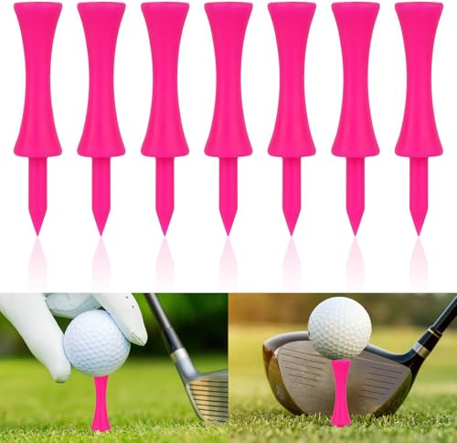 Weysoo Golf Tees Plastic, 100pcs Castle Golf Tees, Small Castle Tees, Highly Visible Bright Colors, Durable Winter Golf Tees (PINK)