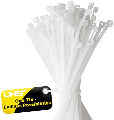 Nylon Kabelbinder, Weiß, 4.8 x 150 mm, 100 Stück, Reißfestigkeit bis zu 22 kg, UV-beständig, Wetterfest, Selbstverriegelnd, Ideal für Heim, Büro, Werkstatt, Kabelmanagement & DIY-Projekte