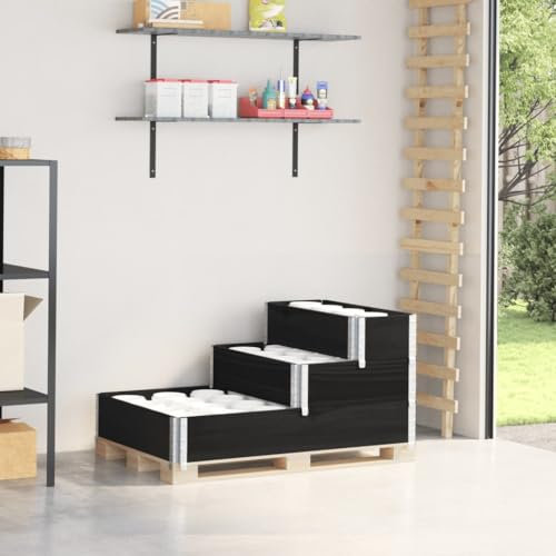 Tino Tech Marco de 3 compartimentos para palés, 120 x 80 x 60,5 cm, madera de pino maciza, bancal alto, rectangular, marco de madera, jardinera, jardinera, jardinera, jardinera, huerto, hierbas, color