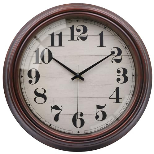 VIKMARI 23cm Vintage orologio da parete, silenzioso piccolo retro marrone orologio da parete senza ticking Decorazione per soggiorno camera da letto cucina bagno ufficio