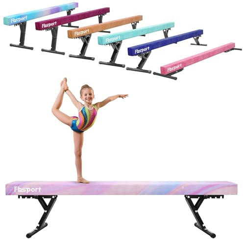 FBSPORT Barra Gimnasia artistica Alta,Barra de Equilibrio Gimnasia artistica Ajustable 244cm,5 Alturas Ajustables viga Estabilidad Equipos de Entrenamiento de práctica de Gimnasio para niño