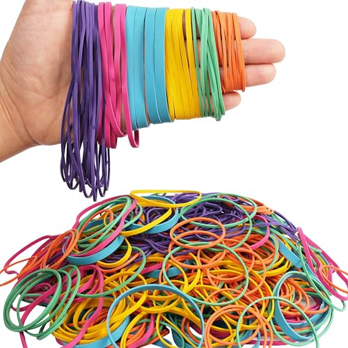 AOUOU Gummibänder, verschiedene Größen, mehrfarbig, Nettogewicht: 190 g, 6 Größen: 60 x 1,5 mm, 80 x 1,5 mm, 80 x 3 mm, 90 x 6 mm, 180 x 1,5 mm, 120 x 3 mm