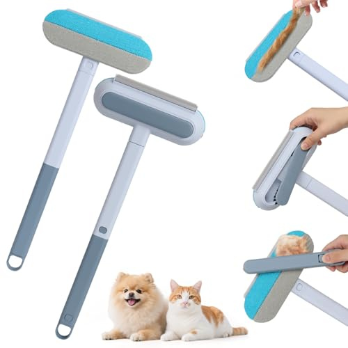 AYSYR Lot de 2 épilateurs multifonctions pour poils d'animaux - Avec manche long - Réutilisable - Facile à utiliser - 3 en 1 - Pour enlever les poils de chien