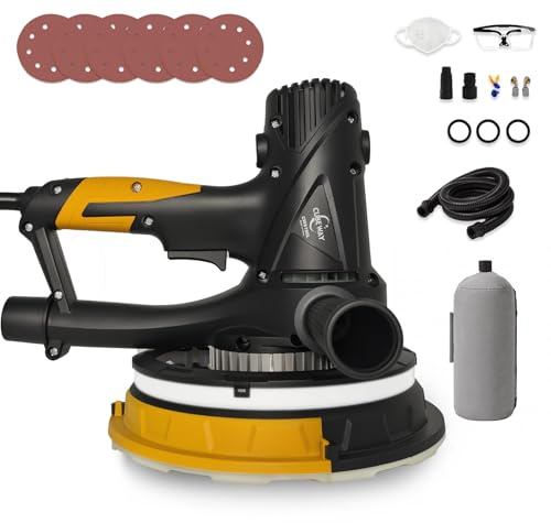 Drywall Sander,Handheld Electric Wall Sanders with Vacuum with 4M Power Cord, LED Light, Variable Speeds, 710W Electric Sandeing Machine for Wall, Painting Prep with 6pcs 180mm Sandpapers