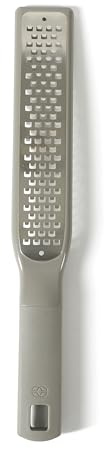 Calphalon Prime Stainless Steel Handheld Grater Lemon Zester W/Cover & Rubber Handle - Taupe