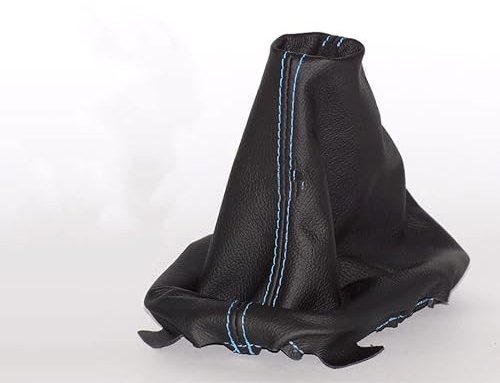 myshopx SA17 Schaltmanschette Schaltsack Sack Schwarz Faden Blau Echt Leder