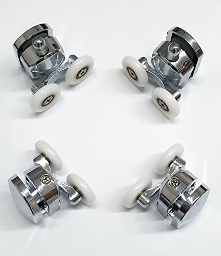 Yellowshop - Set Kit 4 Cuscinetti Per Box Doccia Doppia Rotella A Sfera Rullo Rotelline Ricambio Scorrevoli Porta Cabina Bagno