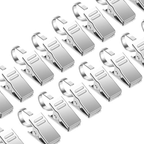 CZ Store Vorhang-Clip |50 STK Edelstahl-Ring für Duschvorhangstange, zum Aufhängen - Federring mit gezahnten Klemmen & glatter Oberfläche - Ideal für Dekoration