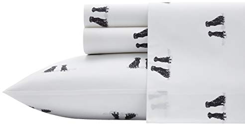 Eddie Bauer Home Sheets Cotton Percale Bedding Set,4pieces, Crisp & Cool, Stylish Home Decor, Full, Labrador Fields White/Grey