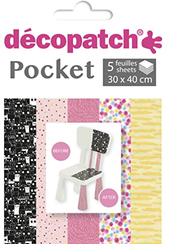Décopatch - Ref DP029C - Pocket Papers - Children's Designs - Contains 5 Complementary Sheets of Décopatch Paper, Each Sheet is 30 x 40cm, Small 13 x 9.5cm Pack Size