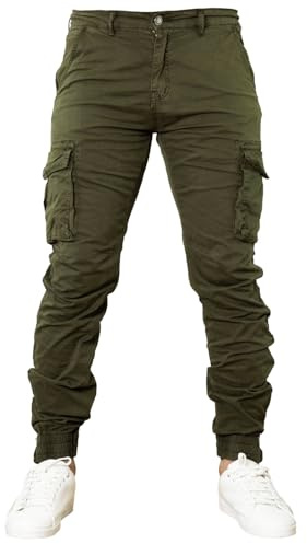 Toocool Pantaloni Uomo Cargo Militari tasconi Laterali Casual Cotone G6538 [34/tg 48,G6570 Verde]