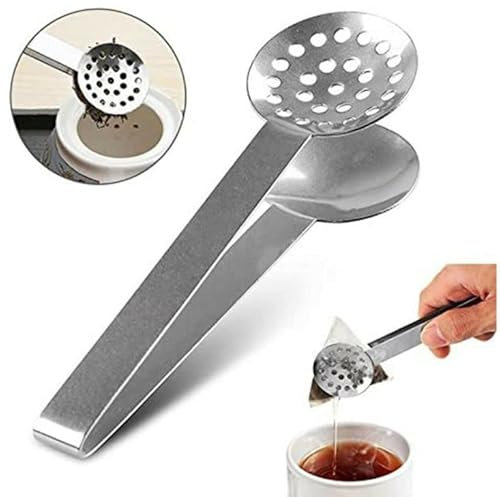 Mr. Gadget's Solutions Stainless Steel Teabag Tongs Squeezer Holder Herb Grip Craft Tool